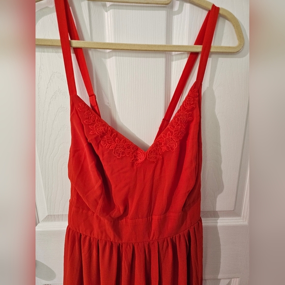 Torrid Orange Embroidered Chiffon Maxi Dress in Size 1 - Picture 4 of 6